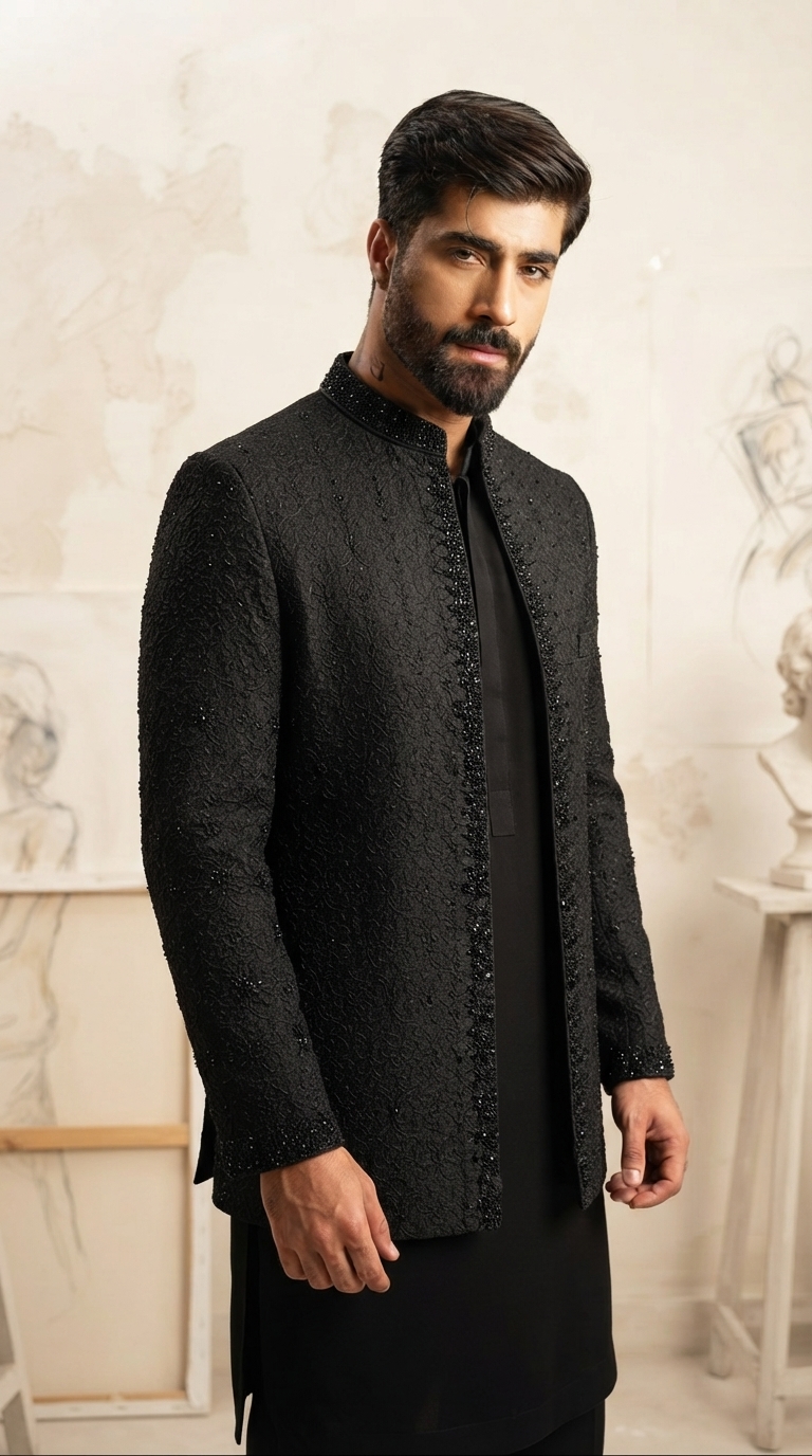 Jet Black Prince Coat - Image 4