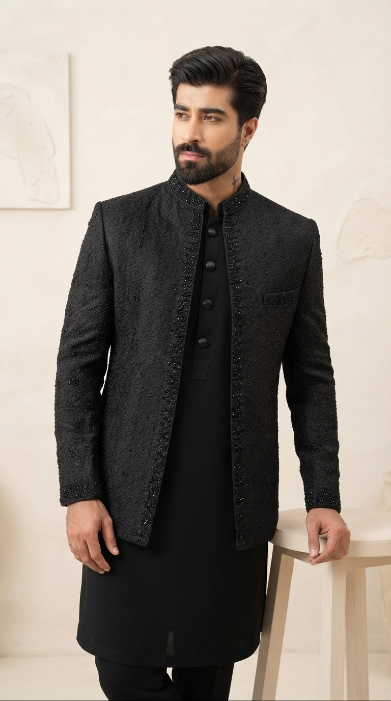Jet Black Prince Coat - Image 3