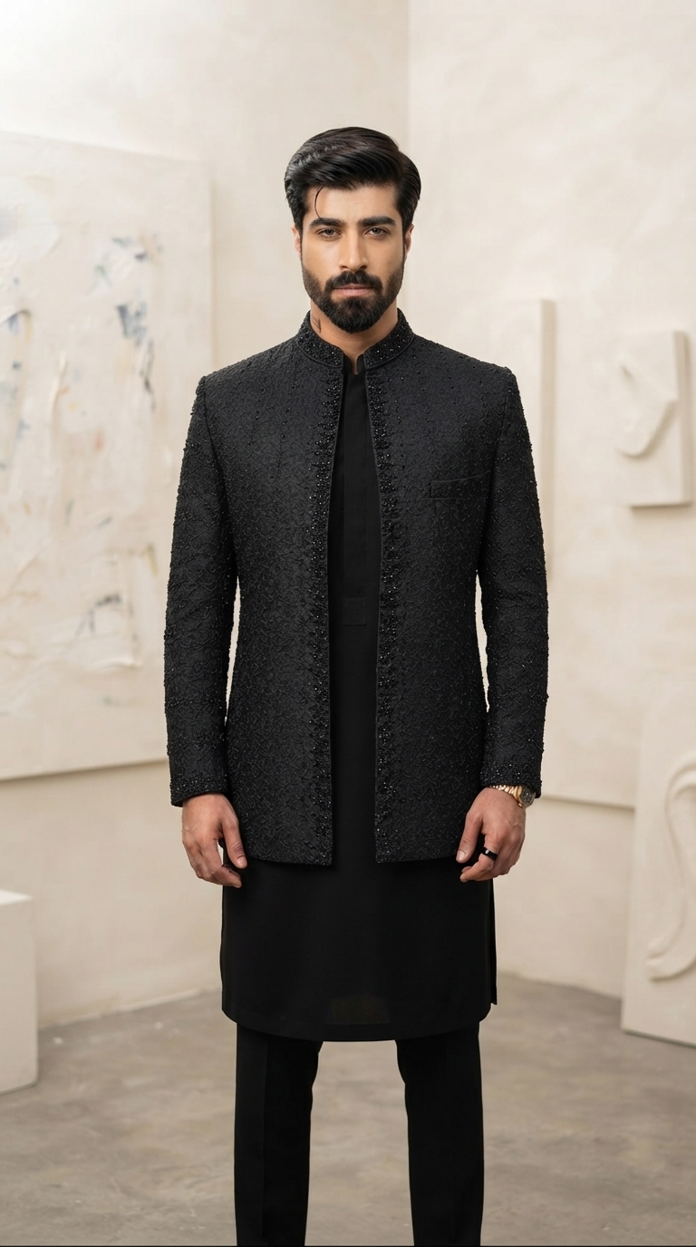 Jet Black Prince Coat