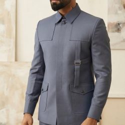 Bluish Grey Safari Suit