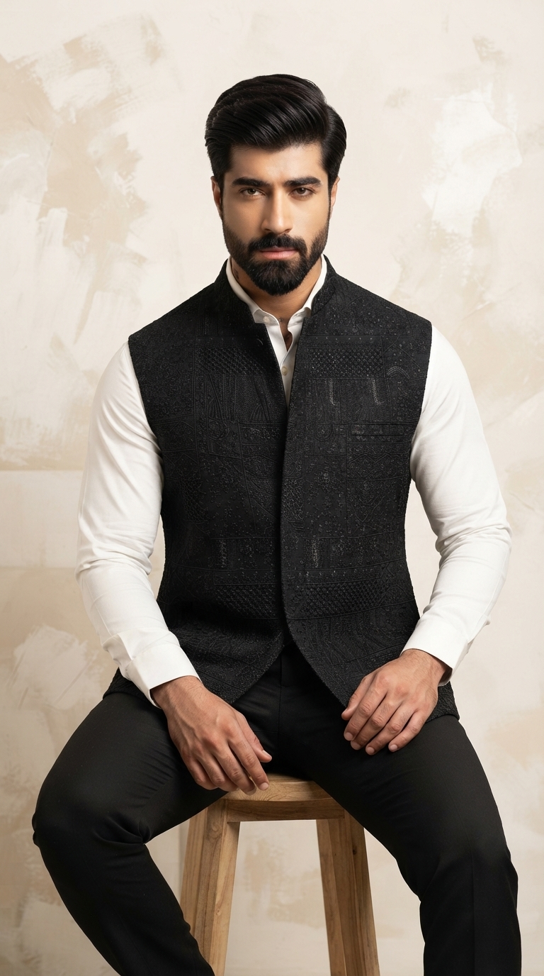 Black Waist Coat Maysuri - Image 4