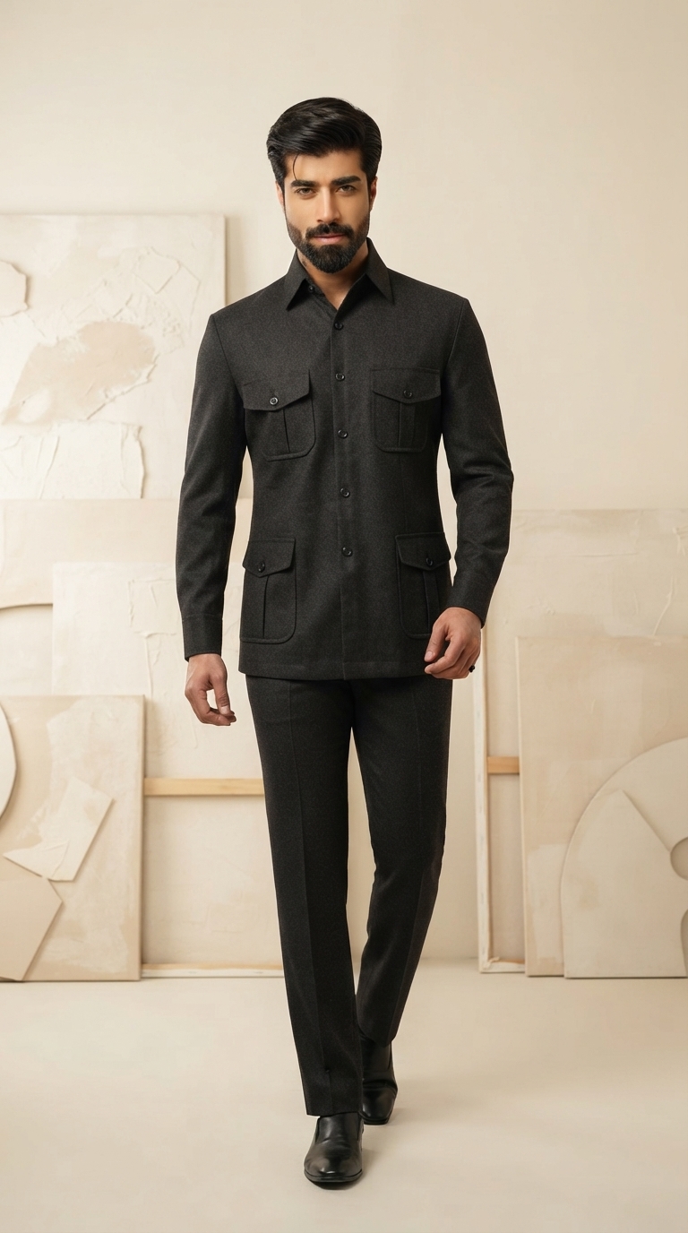 Black Safari Suit - Image 2